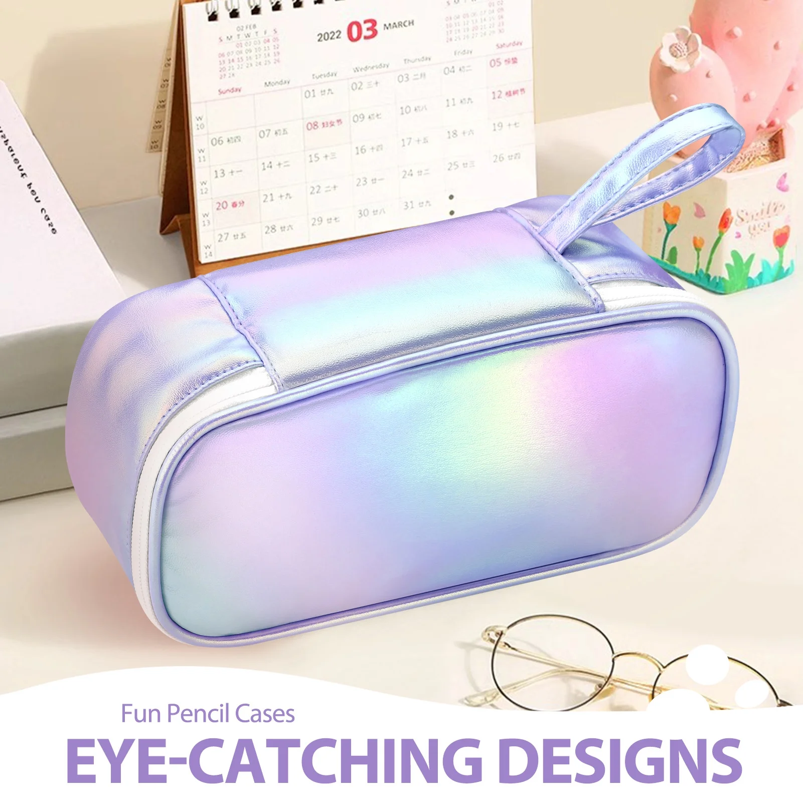 Livhil Large Pencil Pouch, Pencil Case for Girls Boys, Pencil Bag Pencil Boxes for Kids Elementary School Supplies, Purple - Image 2