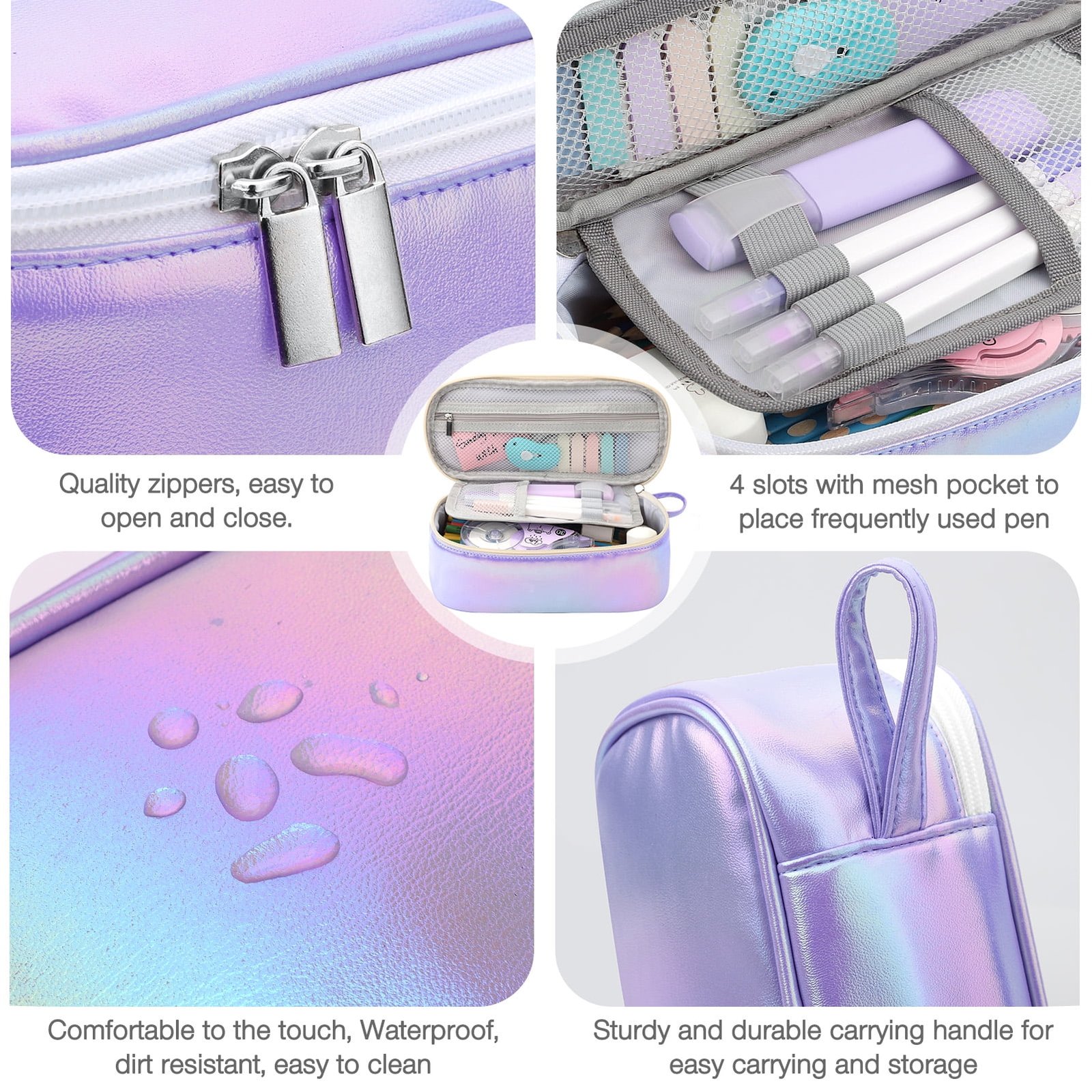 Livhil Large Pencil Pouch, Pencil Case for Girls Boys, Pencil Bag Pencil Boxes for Kids Elementary School Supplies, Purple - Image 3