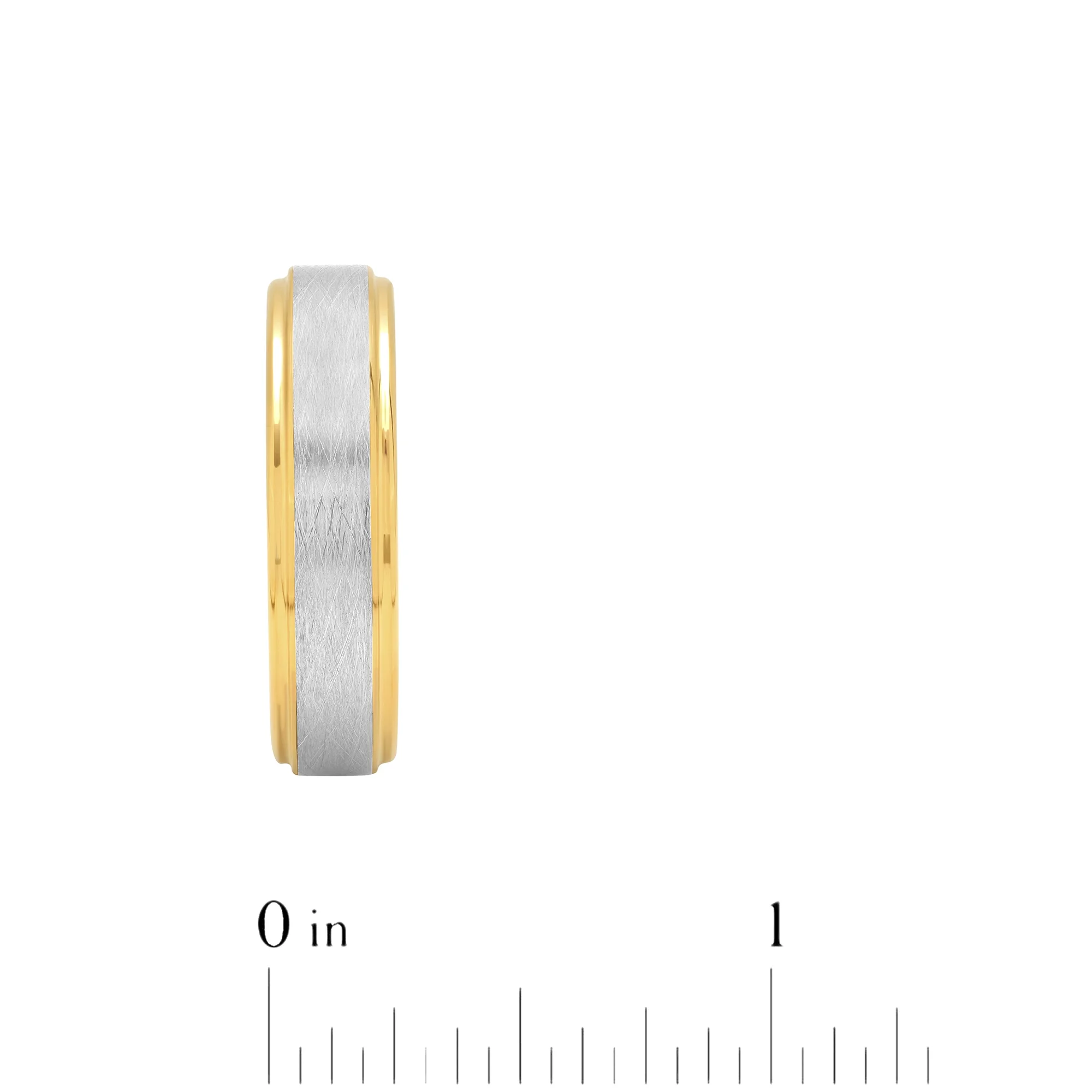 Men's Tungsten 6MM Two-Tone Yellow Finish Satin and High-Polished Grooved Step Edge Wedding Band by Brilliance Fine Jewelry - Mens Rin - Image 5
