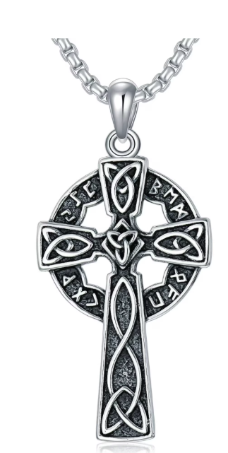 WINNICACA Nordic Viking Cross Necklace Sterling Silver Irish Celtic Pendant Religious Jewelry Birthday Anniversary Fathers Day Christmas Gifts for Men