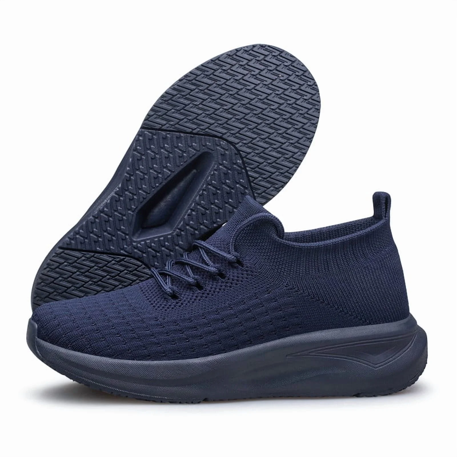vibdiv Walking Shoes for Men Non Slip Running Shoes Lightweight Breathable Slip on Sock Shoes Workout Gym Fashion Sneakers Navy Blue Size 9 - Image 2
