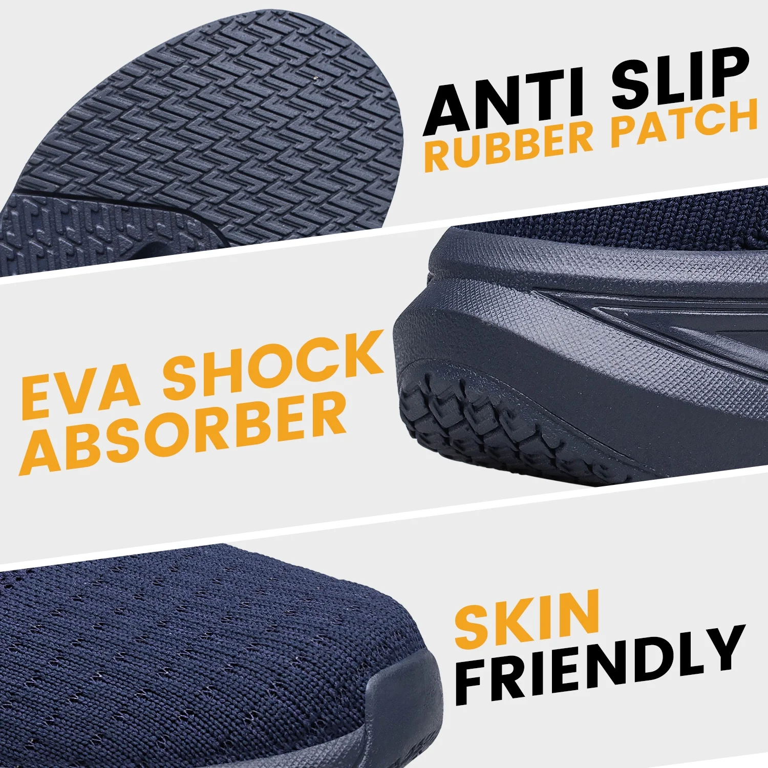 vibdiv Walking Shoes for Men Non Slip Running Shoes Lightweight Breathable Slip on Sock Shoes Workout Gym Fashion Sneakers Navy Blue Size 9 - Image 4