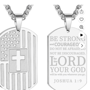 APSVO Silver Dog Tag Cross Necklaces for Men Boys American Flag Pendant Chain Catholic Christian Religious Birthday Christmas Jewelry Gifts Teen Dad Boyfriend Son Adults Stocking Stuffer for Kids Age15