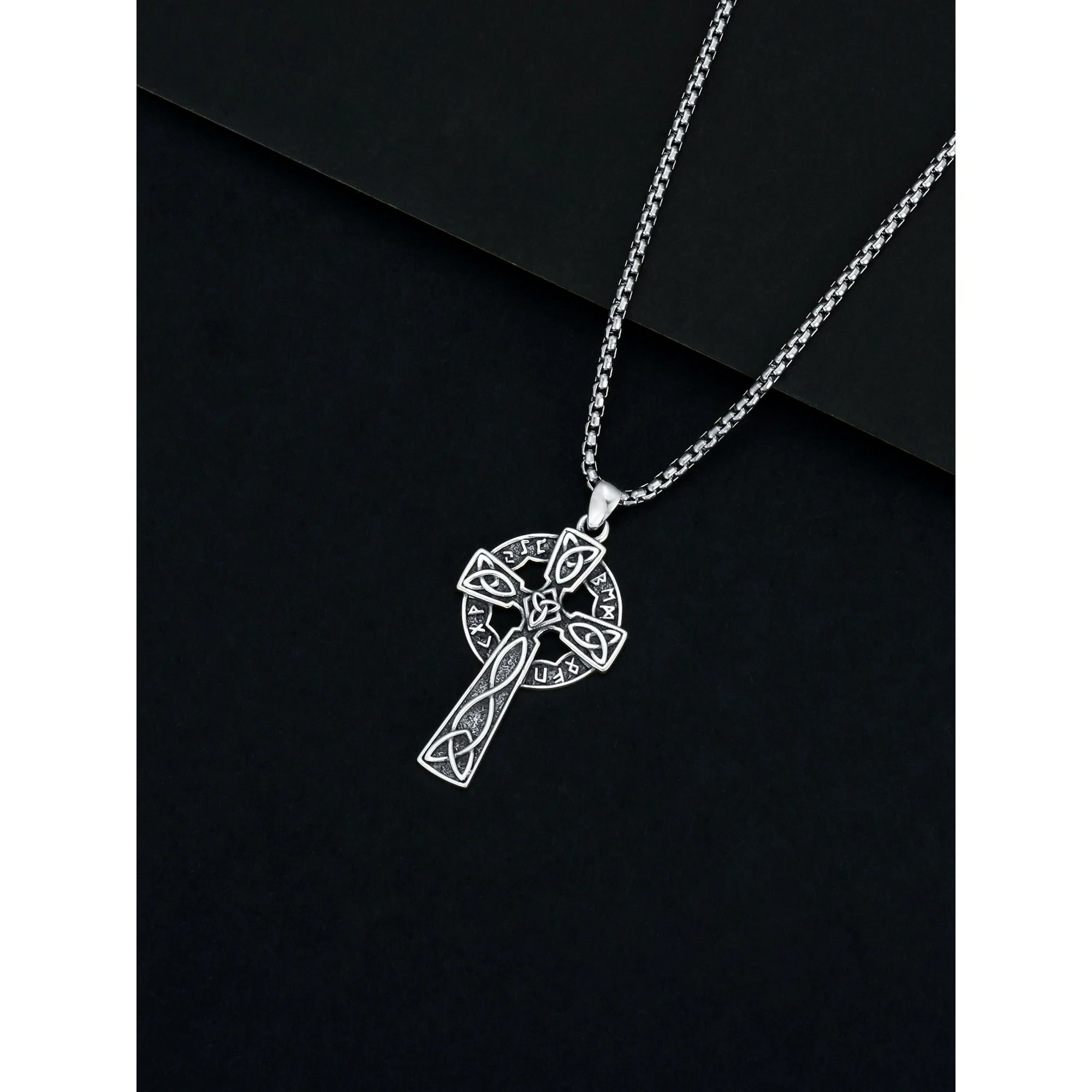 WINNICACA Nordic Viking Cross Necklace Sterling Silver Irish Celtic Pendant Religious Jewelry Birthday Anniversary Fathers Day Christmas Gifts for Men - Image 4