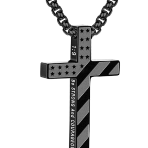 DORANA Black Cross Necklaces for Men Boys American Flag Pendant Chain Catholic Christian Religious Birthday Christmas Jewelry Gifts Ideas Dad Tween Son Boyfriend Stocking Stuffers Kids Age Kids Age